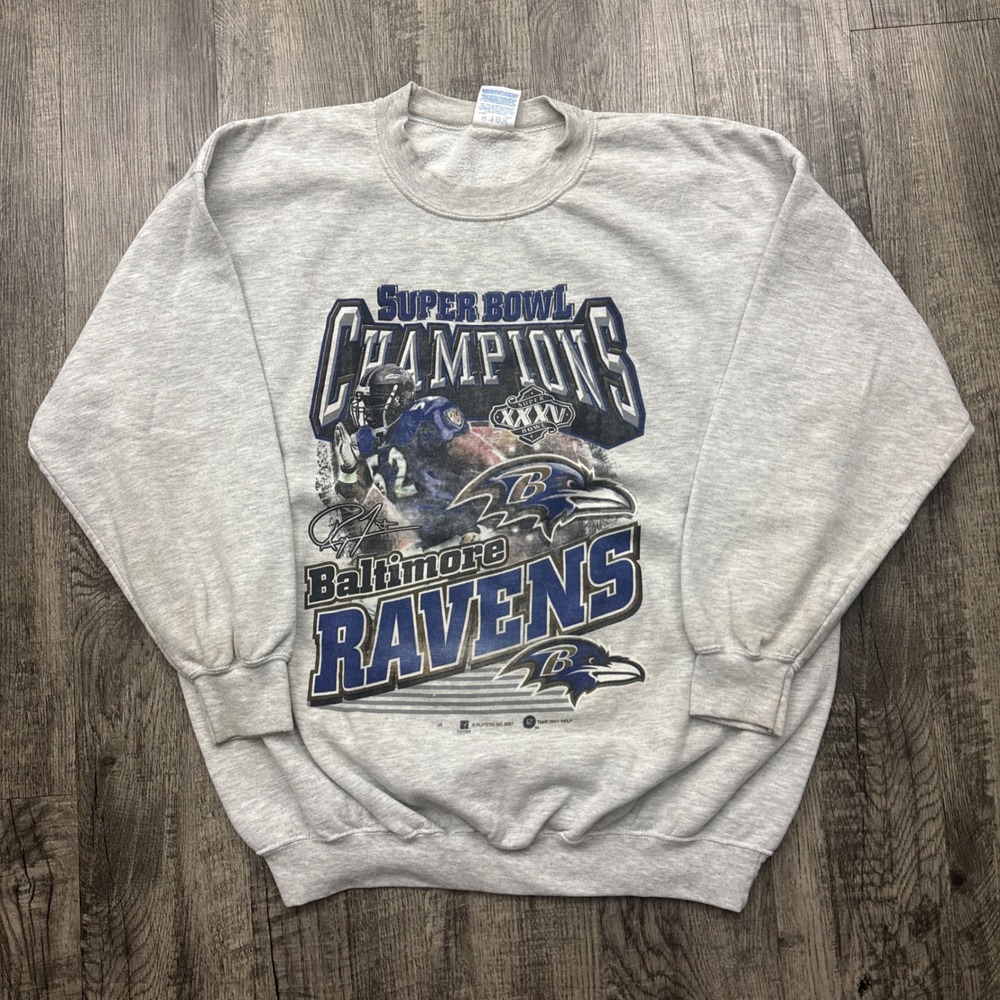 Vintage 2000 Baltimore Ravens Super Bowl Champions XXXV Ray Lewis Sweatshirt NFL